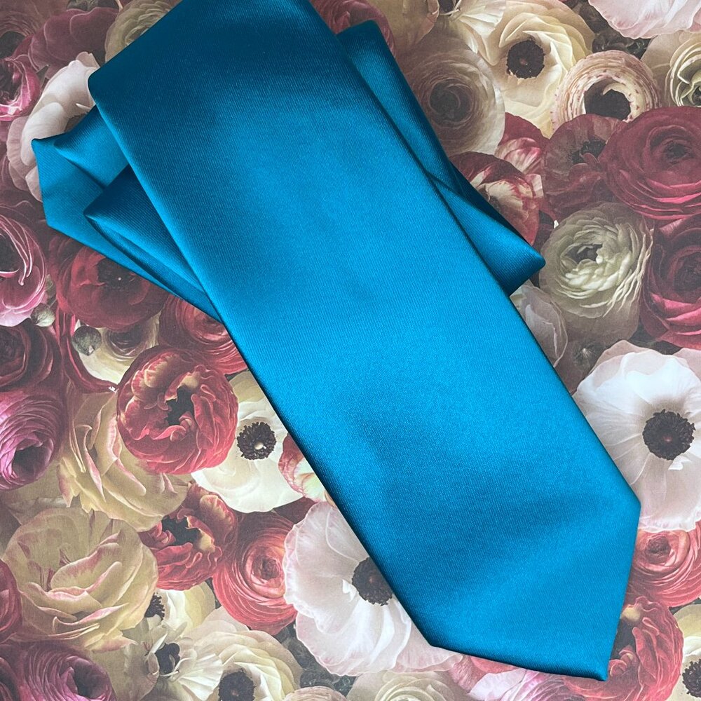 Y2K MADISON TEAL POLYESTER NECKTIE